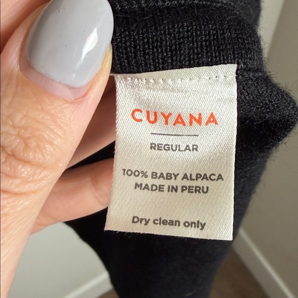 Cuyana Black Baby Alpca Turtleneck Poncho Size Regular Travel Cozy Oversized - Picture 6 of 7